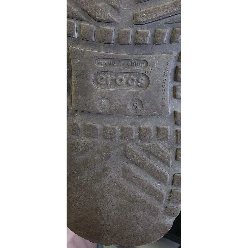Crocs Gray Faux Fur Lined Clogs Dual Comfort- Size Men's 6 / Women's 8